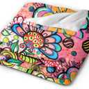 Hippie Art Flowers Throw Blankets Ultra Soft Fleece Blanket for Sofa Couch Camping Travel Lightweight & Warm Bed Blanket for All Seasons Home Decor, 40"X30"