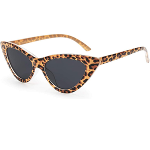 livho Retro Vintage Narrow Cat Eye Sunglasses for Women Clout Goggles Plastic Frame (Leopard)
