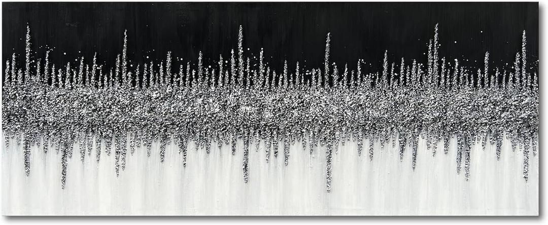 Art Hand-Painted Black and Gray Wall Art Textured Oil Paintings Modern Abstract Wall Art Home Decor 24x60 Inches, 24"L x 48"W