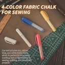 (3-pack) Fabric Chalk Markers -Erase Tailors Chalk for Quilting and Sewing - Compatible with Most Fabrics - With Dosing Wheel Technology, Red, Blue, White