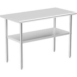 Stainless Steel Table for Prep & Work, 24x48 Inches, Metal Commercial Heavy Duty Table with Adjustable Under Shelf for Restaurant, Home and Hotel