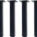 QLLY 12 inch Adjustable Metal Furniture Legs, Square Office Table Furniture Leg, Set of 4 (Black)