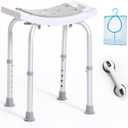 HSA/FSA Eligible Shower Chair With Free Grab Bar - Tool-Free Adjustable Seat for Inside Bathtub, Waterproof Stool for Elderly