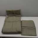 WDCOZY 100% Cotton Twin Size Quilt Set - Olive Green Striped Pick Stitch Soft Lightweight Bedspread, Textured Like Linen, Farmhouse Country Rustic Coverlet, Shabby Chic Gauze Bedding, 2 Pieces (Twin (68"x86"))