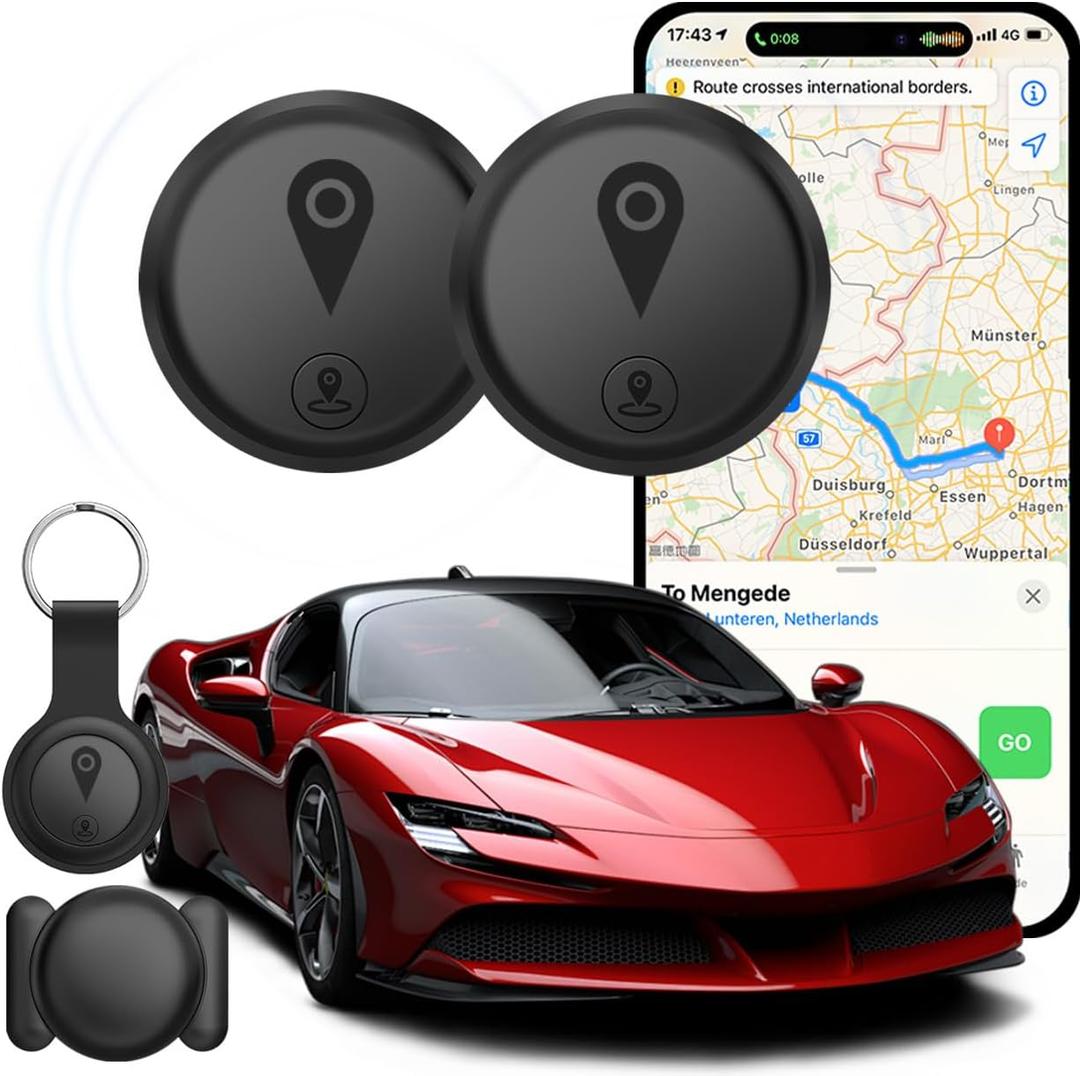 2 Pack GPS Tracker for Vehicles, Mini Hidden Vehicle Locator Portable GPS Tracker for Cars Splashproof Available for iOS Find My (iOS Only), No Monthly Fee Subscription No SIM Card Required - Black