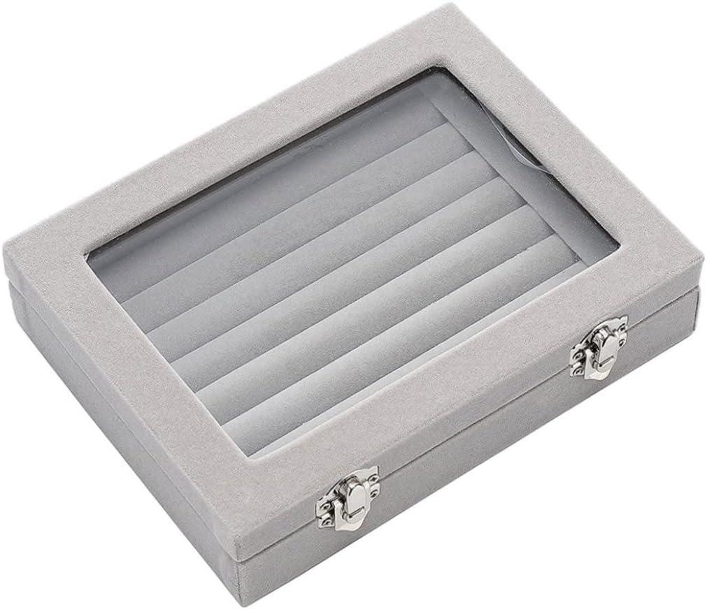 Personalized Jewelry Box Rings Case Earrings Organiser Necklace Storage Display Gray Organiser Case With Lid For Jewelry Gray