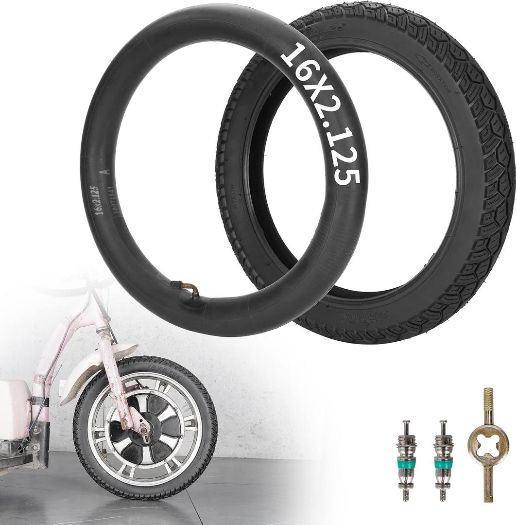 16 Inch 16 X 2.125 Bike Tires and Inner Tubes Fits for Electric Bicycle Bike Motorcycle and Most Kids Bikes Like RoyalBaby, Joystar, Dynacraf