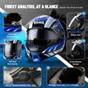 LEM Modular Motorcycle Helmets Fiberglass, Full Face Motorcycle Helmet Flip Up for Touring, DOT Certified, Release Sun Visor & Removable Comfort Liner, Lightweight Street Bike Helmet (Blue, M)