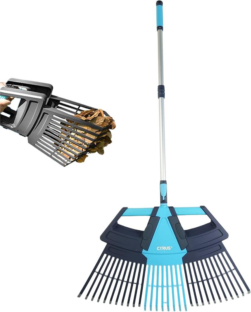 CYRUS 3-in-1 Garden Leaf Rake, 30 Tines Rakes for Leaves,Lawn for Leaves and Grass Rakes for Yard,Women Kids Rake for Cleaning Large Area Leaves, Dead Grass on Lawns and Fruits