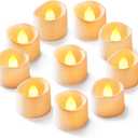 Homemory 24-Pack Flameless LED Tea Lights Candles Battery Operated, 200+Hour Fake Electric Candles TeaLights for Votive, Aniversary, Wedding Centerpiece Table Decor, Funeral, Halloween, Christmas (Bright Amber Glow  White Body)