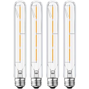 E26 LED Tubular Bulbs,Soft White 3000K,T10 Dimmable LED Bulb,8.9in Tube Edison Light Bulbs 4W Dimmable Tube Vintage Led Bulbs 40 Watt Equivalent,E26 Medium Base Lamp (4-Pack)