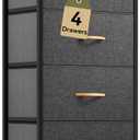 DWVO 4 Drawers Dresser, Small Dresser, Fabric Storage Tower, Chest of Drawers, Organizer Unit for Closets, Living Room, Sturdy Steel Frame, Wooden Top, Easy Pull Handle