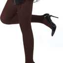 Syhood Women's Opaque Tights L/XL 80d Nylon Microfiber Stockings Footed Pantyhose (Dark Coffee)