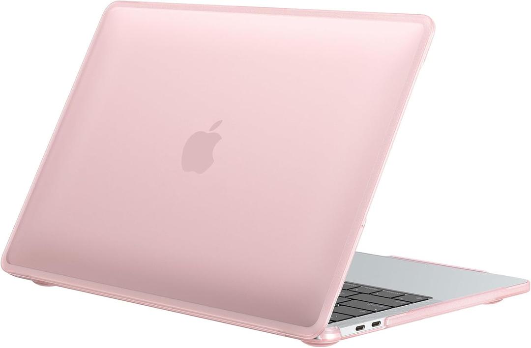 BlueSwan Anti-Cracking Hard Shell Case Compatible with MacBook Air 13 inch, M1 Chip 2018-2021 Model A2337 A2179 A1932, Anti-Fingerprint Soft TPU Bumper, Frosted Cute Pink