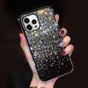 LUVI Compatible with iPhone 12 Pro Max Glitter Diamond Case Cute Bling Rhinestone Sparkle Shiny Crystal Bumper Luxury for Girls Women Protective 3D Handmade Cover 6.7 inch Black