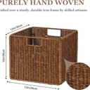 Wicker Storage Basket - Large 12x12x10in Cube, Woven Wicker for Shelves, Pantry, Kitchen & Bathroom Organization (Brown)