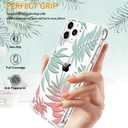 LUHOURI for iPhone 16 Pro Case with Screen Protector - Crystal Acrylic Clear - Fashionable Pattern Design -Wireless Charging -Slim Fit Protective Phone Cover for Women Girls,Tropical Floral Leaves