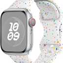 Sport Bands for Apple Watch Band 40mm 41mm 38mm  iWatch Bands for Women Kids Men,Cute Recycled Plastic Silicone Strap for Apple Watch Series 11 10, White, 38mm 40mm 41mm 42mm (Series 11/10)