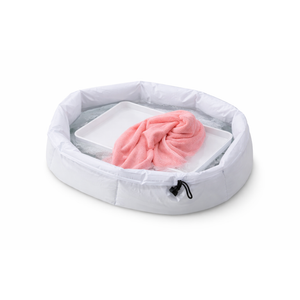 Inflatable Mattresses with Plates and Pink Towels