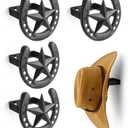 Cowboy Hat Hook for Wall, 4 Pack Cowboy Hat Rack, Metal Horseshoe Hanger, Hat Organizer, Western Hook for Wall, Hat Holder Display for Closet, Horse Supplies, Texas Gifts for Men, Black