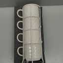 LE TAUCI Stackable Coffee Mugs Set with Stand, Ceramic Espresso Cups for Au Lait, Cappuccino,Latte,Cafe,Mocha,Tea, Suit For Housewarming Wedding- 8 oz, Set of 4,Arctic white