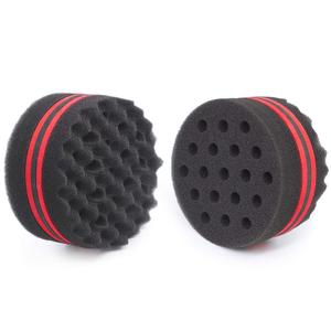 Small Hole Hair Sponge Brush for Twists Dreads Natural Hair Afro Curl Barber 2 PCS (Black)
