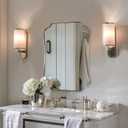 ANDY STAR 24"x32" Brushed Nickel Mirror, Scalloped Bathroom Wall Mirror with Metal Frame for Vanity, Vintage Design Ideal for Entryway, Living Room & Bedroom Decor