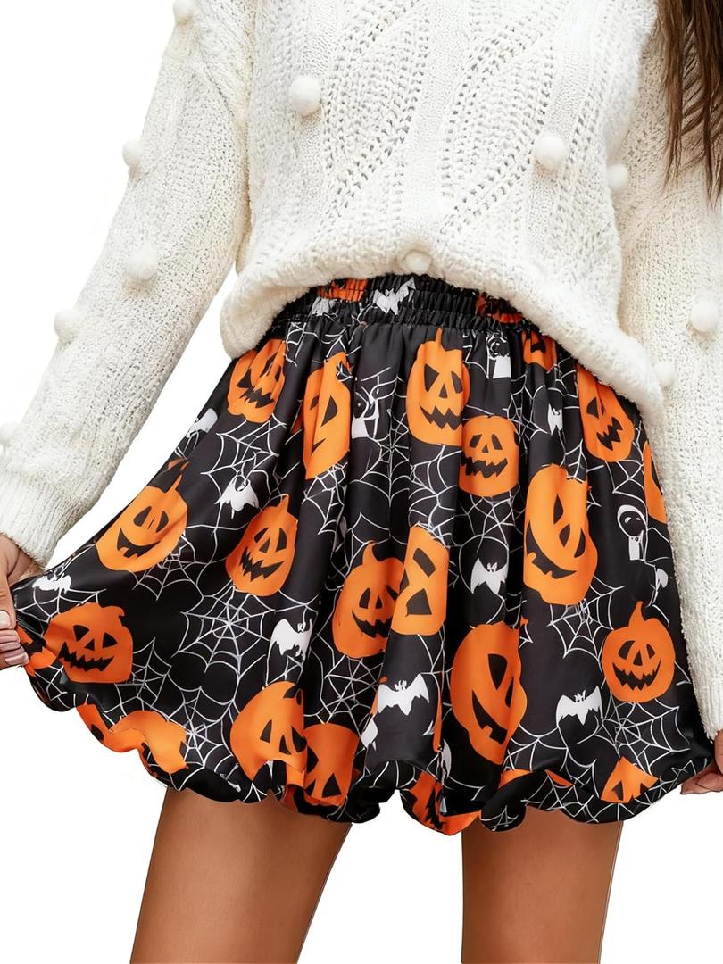 Bubble Skirt Mini Skorts for Women Spring Party Skirts with Pockets Elastic Waisted Golf Tennis Bloomers (Black, M)