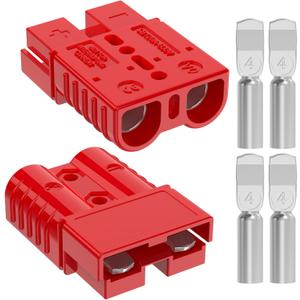 Anderson Connector, 120AMP 2/4/6 AWG Battery Quick Connect 12V-36V Anderson Plug Battery Cable Quick Connect Disconnect Plug Winch Wiring Kit for Cable RV Truck Winch (2 Pack)-Red