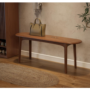 39" Solid Wood Small Dining Bench, Entryway Bench, Walnut