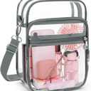 Blvornl Clear Crossbody Bag with Adjustable Shoulder Strap, Stadium Approved PVC Purse Bag, Messenger Bag (Large, Grey)