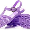 Toddler Sandals Jelly Shoes Girls Unisex Boy Flat Retro Slides Clear Kids Water Slippers Slingback Summer Beach Size 8 Adjustable Buckle Glitter Dress Soft (Purple)