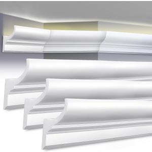 Pushglossy 24 Pcs 47.24"(Total 94.5 ft) Ceiling Crown Molding with LED Duct Kit for Seamless Ambient Accent Lighting Waterproof Channel for Easy LED Trim Moulding Strip Installation