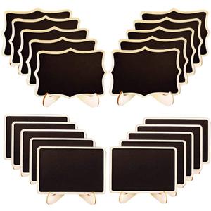 BOPART Mini Chalkboard Signs, 20 Pack Small Wooden Tabletop Chalkboard Sign with Support Easels for Weeding Table Numbers, Buffet Food Signs, Party Decoration (Rectangle & Fancy Polygon)