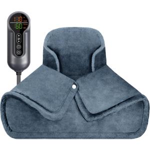 Heating Pad for Neck and Shoulders and Back, Electric Weighted Heat Pad for Pain Relief, 6 Heat Settings & Auto Shut Off Heated Wrap, Machine Washable Ultra Soft Fabric, Gifts for Women, Men, Mom, Dad (23'' x 17'', Dark Gray)