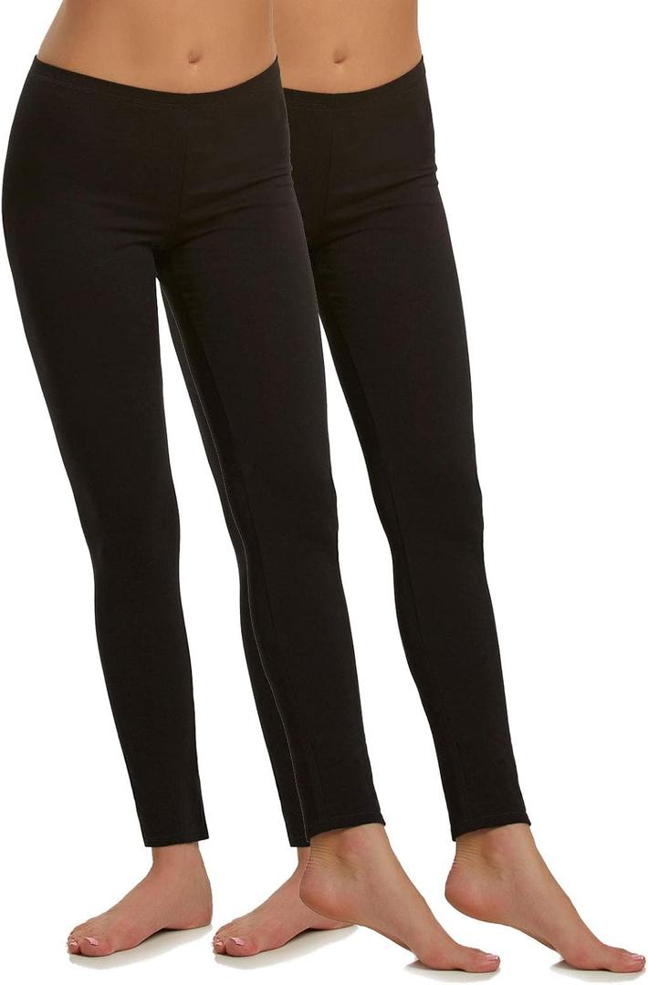 Felina Cotton Modal Leggings - Cotton Leggings for Women - Extra Lightweight (Small, Black)