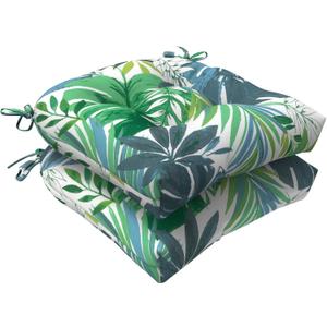 LVTXIII Outdoor Seat Cushions Seasonal Tufted Chair Cushions, Patio Chair Pads for Dining Chairs, Armchairs and Garden Furniture Decoration (Round Back, 19”x19”x4”, Islamorada Blue Green, 2 Pack)