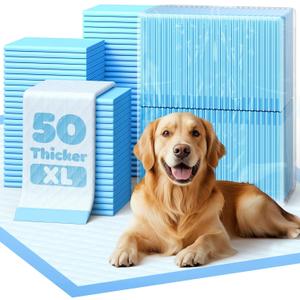 50-Pack Extra Large Thicker Pee Pads - 34" x 28" Puppy Pads for Dogs with 6-Layer Leakproof Protection, Disposable and Quick-Dry Dog Pads with High Absorbency for Easy Potty Training, Thickened