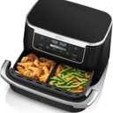 Ninja DZ071 Foodi 6-in-1 FlexBasket Air Fryer with 7-QT MegaZone & Basket Divider for Large Proteins & Full Meals, Smart Finish Cook 2 Foods 2 Ways, Family Sized Capacity, Air Fry, Roast & More, Black (7-QT With Flex Basket)