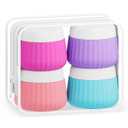 Mrsdry 4 Pack Travel Size Silicone Jars, TSA Approved, Leak Proof, Bright Colors, 90ml Each, Cylindrical, With Clear Bag