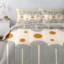 Nesker Comforter Set Twin Size, Boho Mid Century 5 Pcs Bedding for Kids and Adults, Minimalist Abstract Bed Sheet Sets with Fitted Sheet Pillowcase & Sham