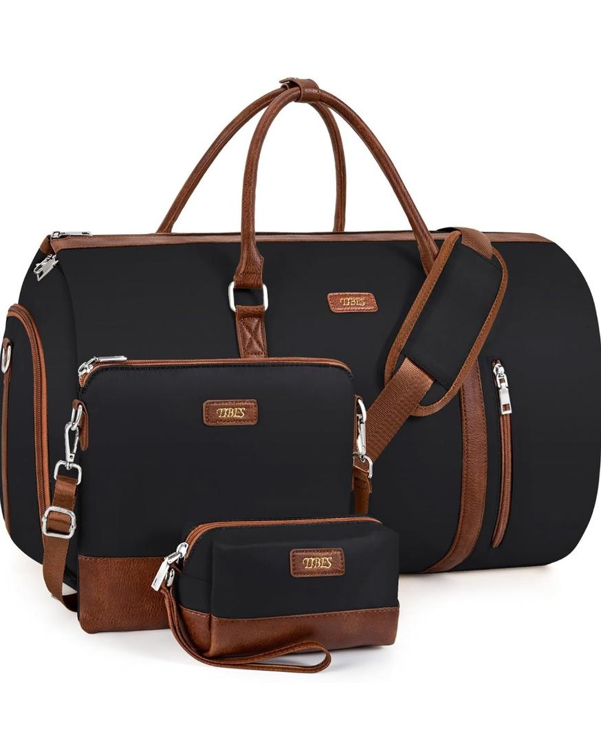 Convertible 2-in-1 Garment Bags for Travel, 50L Carry On Garment Duffle Bag With Shoe Compartment Large Weekender Bag for Women Men Hanging Suitcase Suit Travel Duffel Overnight Bags 4pcs Set