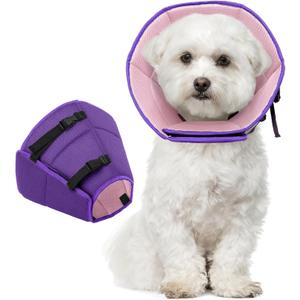 Dog Cone Collar After Surgery, Adjustable Soft Recovery Cone for Small Dogs to Stop Licking, Light-Weight Comfortable Elizabethan Collar for Dogs Anti-Bite Lick Protective Wound (S(Neck Girth:9.45"-11.81"), Purple)