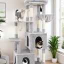 Globlazer Cat Tower for Indoor Cats, Heavy Duty Cat Trees for Large Adult Big Cats Maine Coon Cat Tree Tower with Scratching Post, Extra Large Top Perch, Cat Condos, F61, Cloud Grey, 61inch