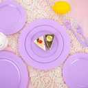 KIRE 150 PCS Purple Plastic Plates - Purple Dinnerware Set Disposable 25 Dinner & 25 Salad Plates 25Forks 25Knives 25Spoons 25Clear Cups for Birthday/Baby Shower/Easter/Spring