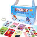 Fancy Land Hockey Valentines Box for Kids Mailbox with Cards Hockey Valentine's Day Craft Kits 30 Pack Greeting Cards Classroom Kids Exchange Gifts DIY Boys Girls
