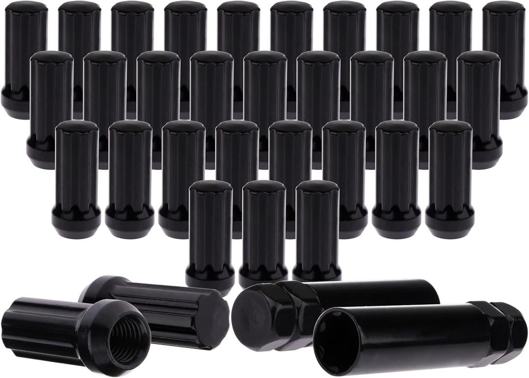 ECCPP M14x2 Wheel Lug Nuts 32 Pieces +2 Keys 14x2.0 Thread Black Spline Lug Nuts for Ford Excursion for F-250 for F-350 Super Duty 1999-2004 - 14x2 Spline Socket Nuts