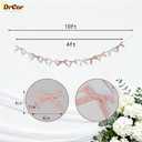 DrCor Blush Pink Velvet Bow Garland 2 Pack 10FT Pre-Strung Ribbon Banner with 24 Bows for Girls Bedroom Decor, Birthday Party Backdrop, Baby Shower, Coquette Room Wall Decoration