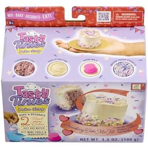 Goliath Tasty Tinies Bake Shop Strawberry Cake Mix Kit with Unicorn Tracks Sprinkles & Vanilla Frosting Mix | Bake & Decorate 2 Real Mini Cakes | Includes Mini Tools & Ingredients | Ages 6+, 2 Pack