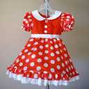 IIMMER Girl's Halloween Puffy Sleeve Cute Dresses Casual Ruffled Hem Outfits Size Large